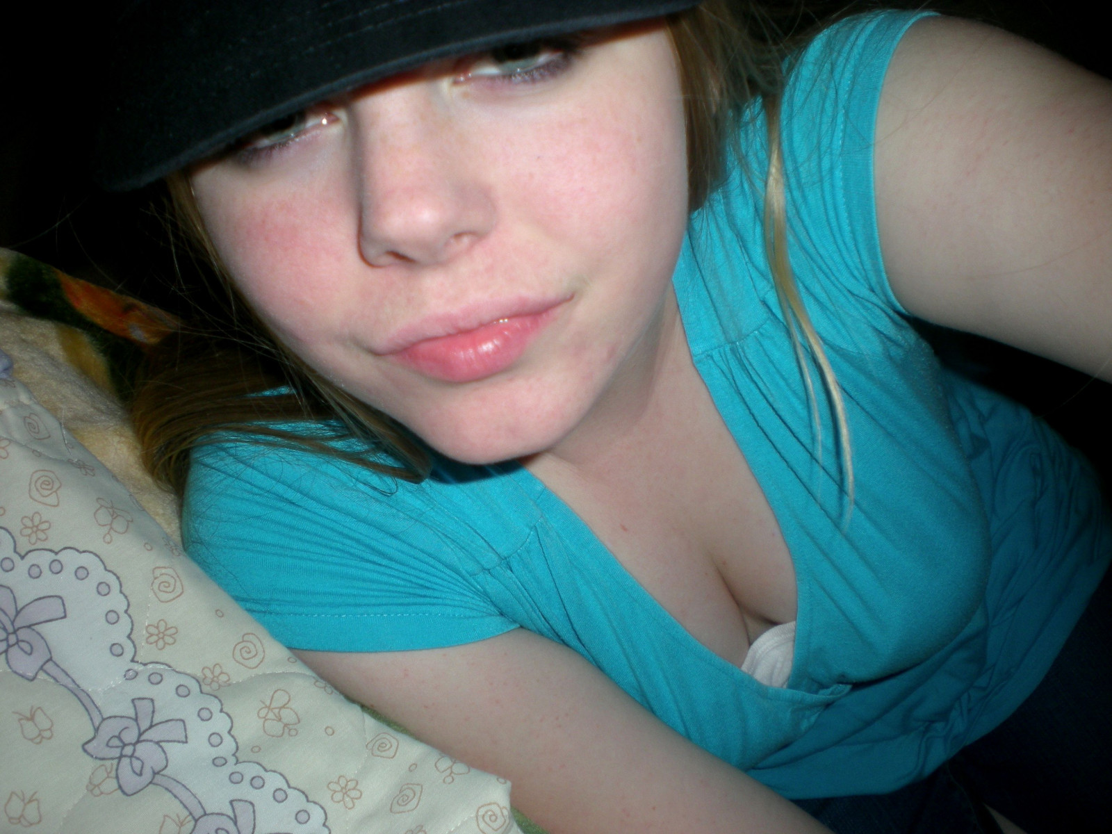 sexy, Krásná, prsa, clevage, singl, downshirt