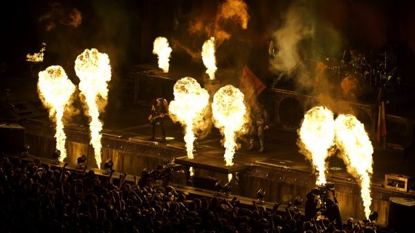 fire, flame, music, Rammstein, stage, musical theatre