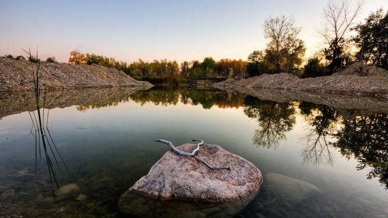 stromy, krajina, jezero, voda, Příroda, Skála stromy, krajina, jezero, voda, Příroda, Skála