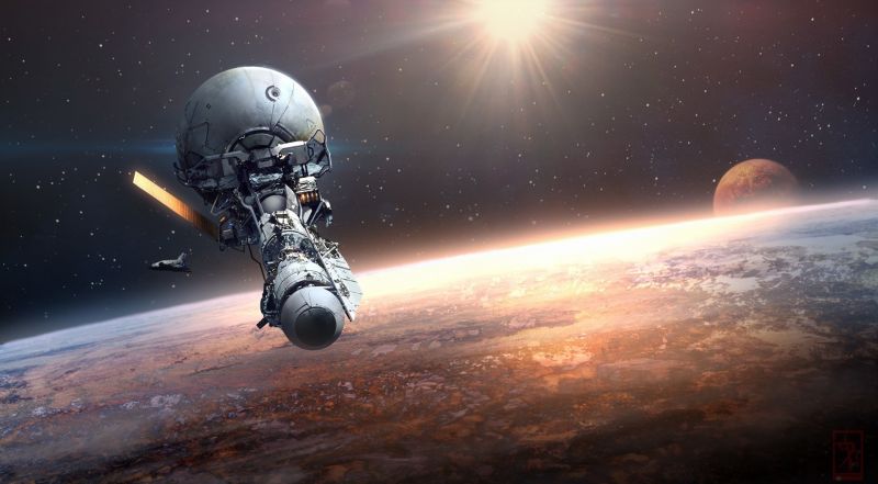 pianeta, spazio, veicolo, opera d'arte, Terra, fantascienza pianeta, spazio, veicolo, opera d'arte, Terra, fantascienza