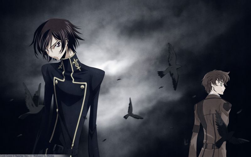 Černá, černobílý, anime, Code Geass, Lamperouge Lelouch, tma Černá, černobílý, anime, Code Geass, Lamperouge Lelouch, tma
