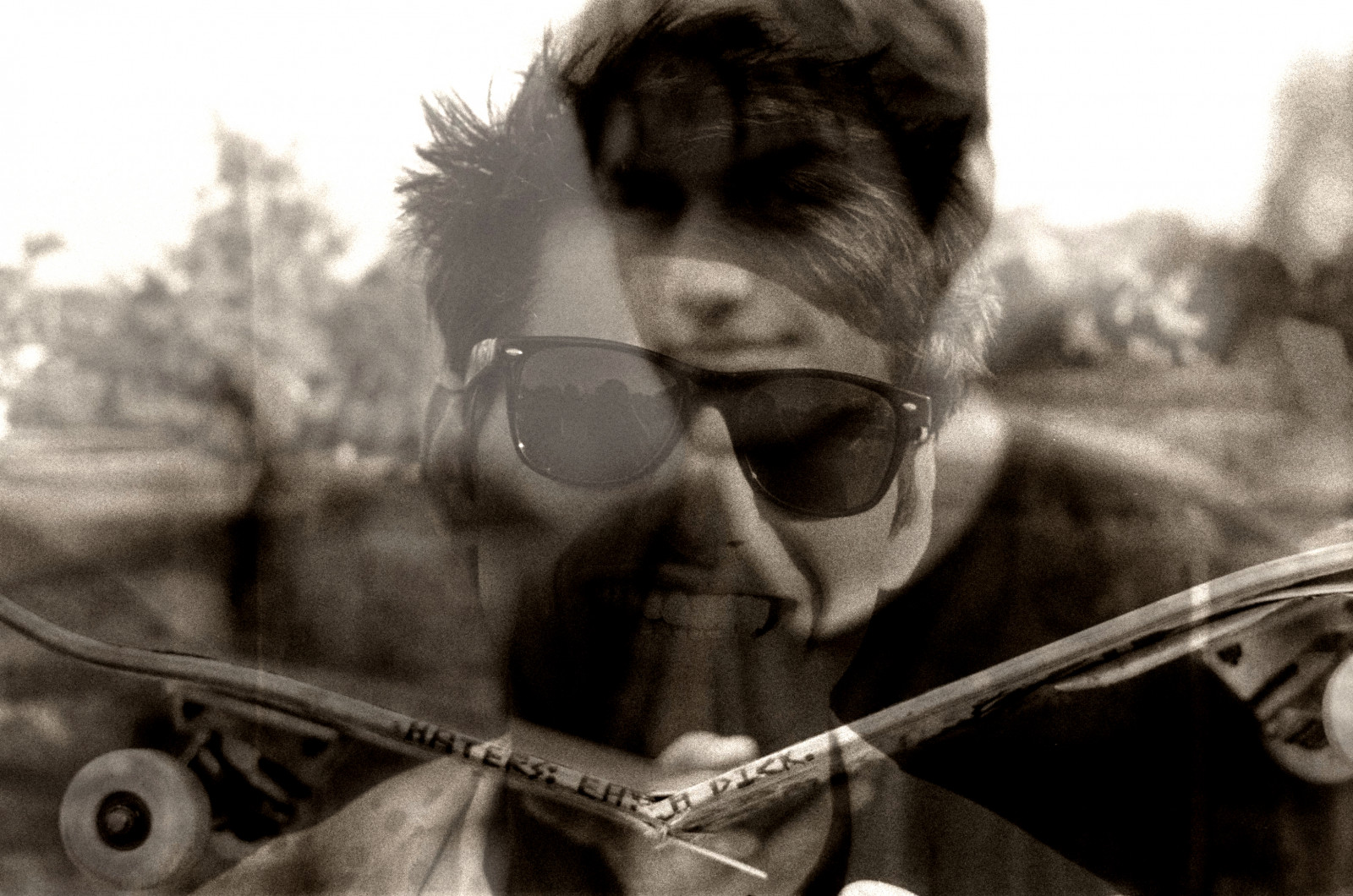 portræt, bw, film, 35MM, udsættelse, dobbelt, skateboard