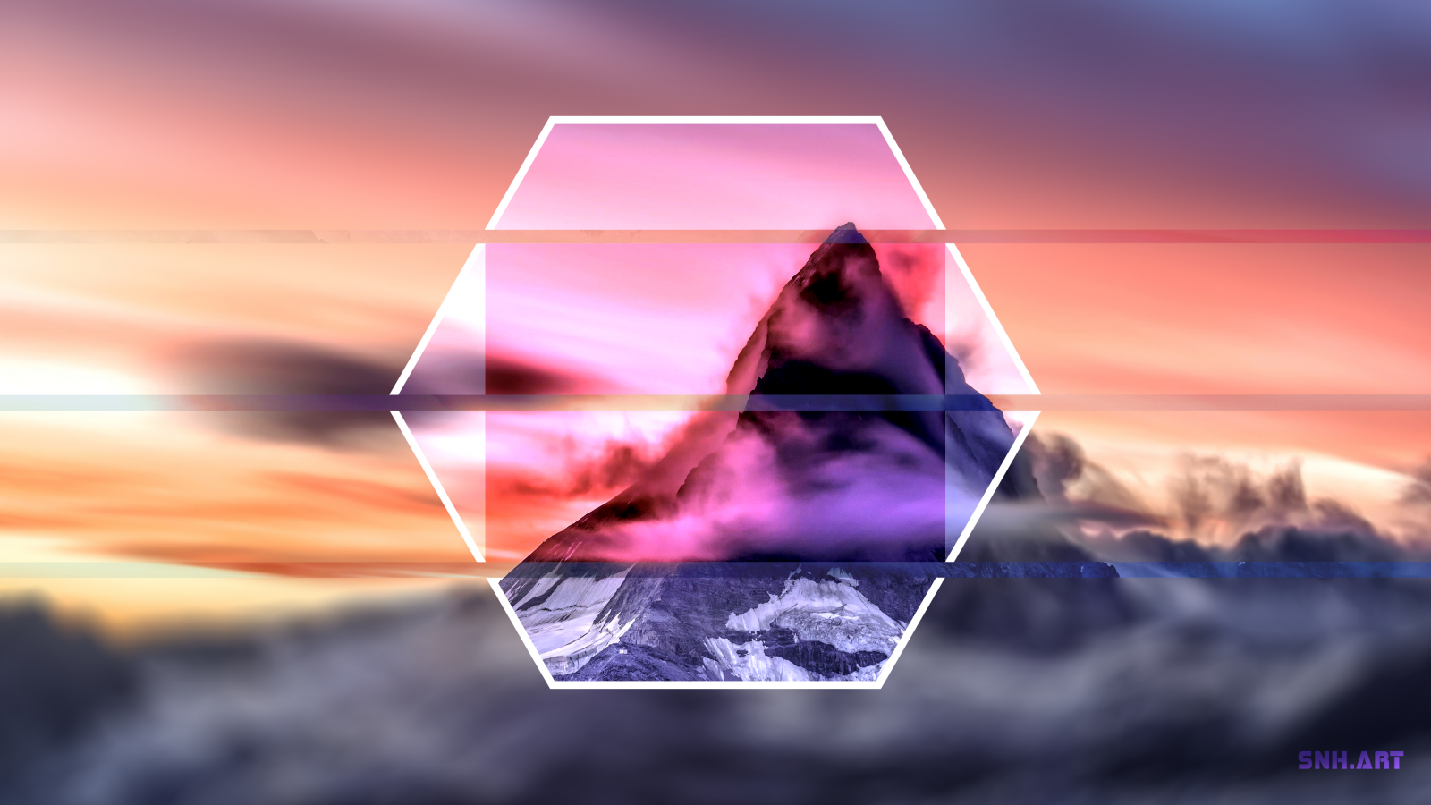 hory, šestiúhelník, tvary, minimalismus, západ slunce, Příroda