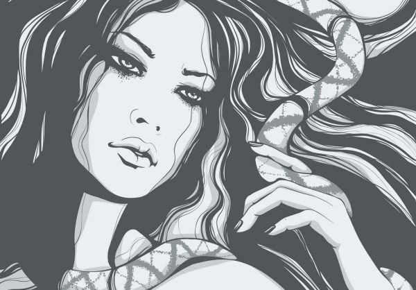 drawing, black, illustration, monochrome, portrait, anime