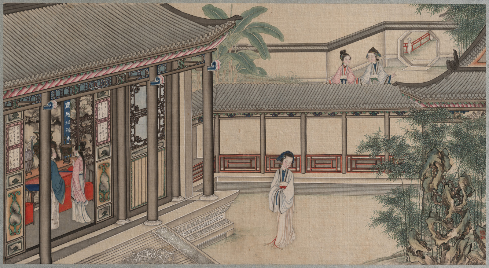 budova, Dům, okno, UMĚNÍ, rostlina, strom, malování, fasáda, ilustrace, výkres, urbanismus, visual arts, pokoj, místnost, paper product, dějiny, akvarel barvy, střecha, Čínská architektura, chrám, japanese architecture, skica, umělecká díla, vzor, volný čas