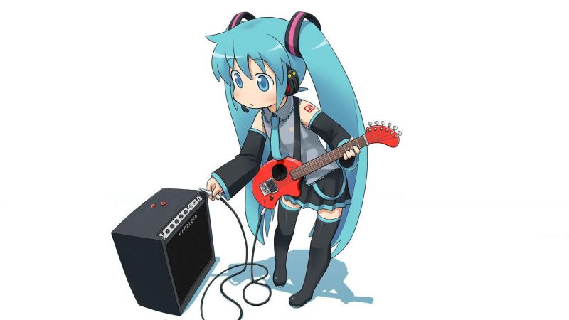 ilustrace, anime, anime dívky, kytara, kreslená pohádka, Vocaloid ilustrace, anime, anime dívky, kytara, kreslená pohádka, Vocaloid
