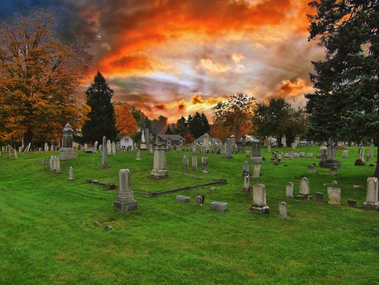 ulice, Nový, York, starý, západ slunce, nebe, ny, kostel, hřbitov, mraky, vesnice, Stát, malý, náhrobek, Severní, Graves, historický, historický, Marcellus, hrabství, nrhp, onasill, Onondaga