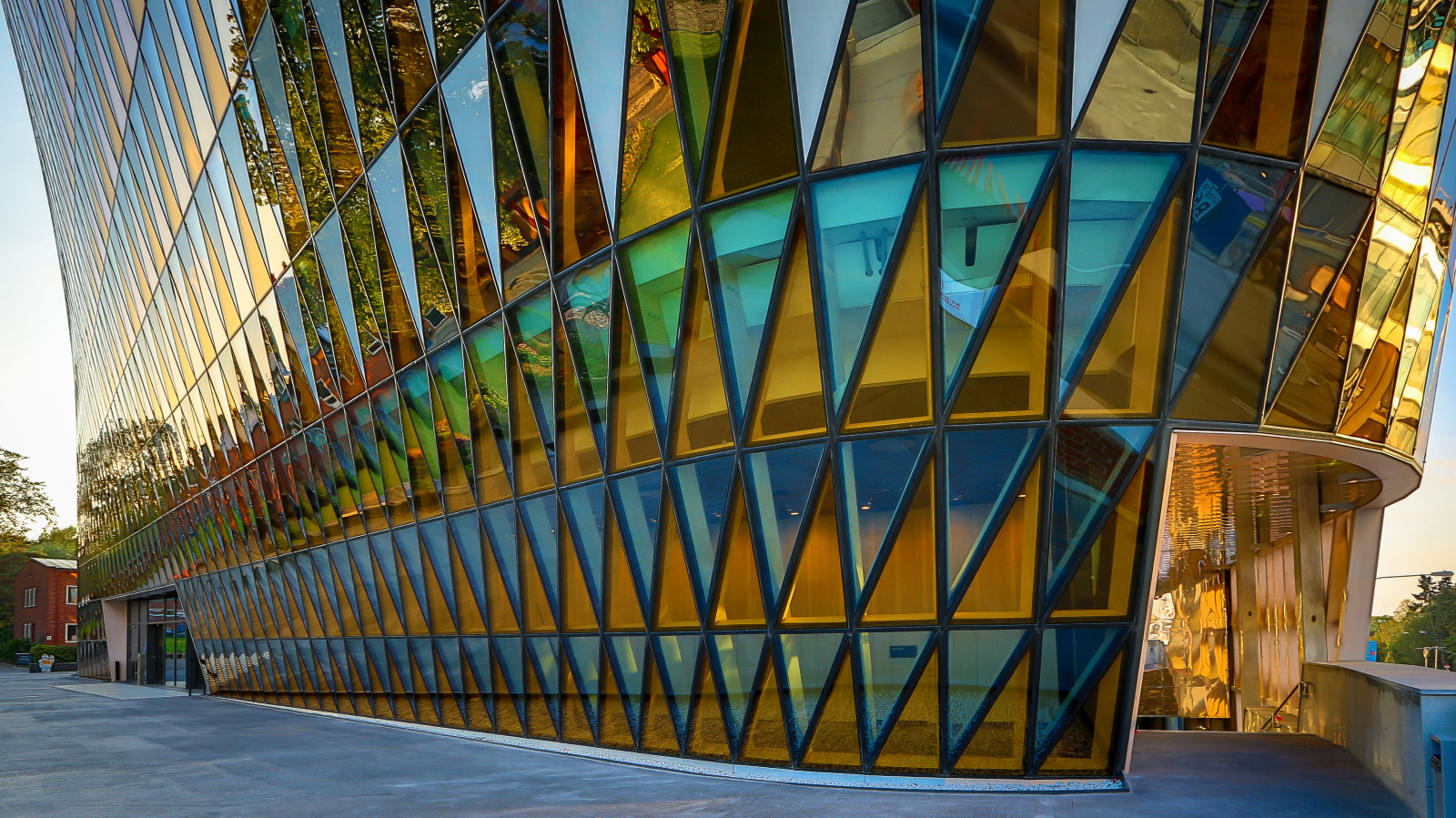 finestra, città, architettura, costruzione, simmetria, bicchiere, Stoccolma, Svezia, vetro colorato, struttura, Sverige, punto di riferimento, facciata, ki, Solna, Karolinska, Karolinskainstitutet, Gertwing rdh, Ala rdhs, Aulamedica