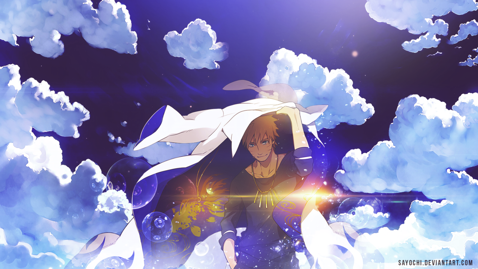 Wallpaper Uzumaki Naruto, Naruto Shippuuden, bubbles, clouds