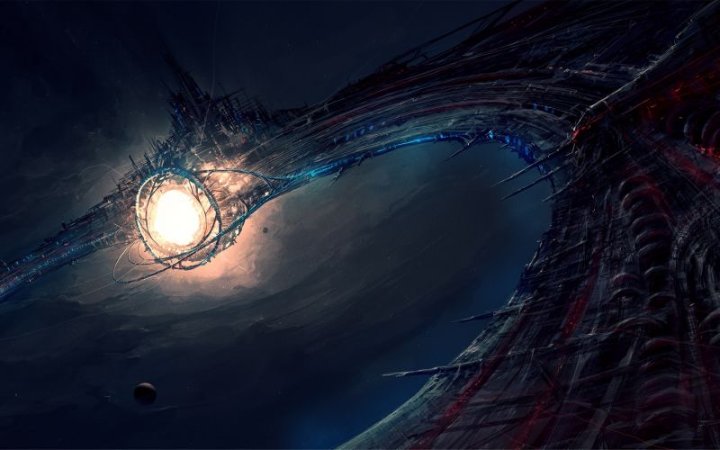 noc, prostor, odraz, umělecká díla, digitální umění, futuristický noc, prostor, odraz, umělecká díla, digitální umění, futuristický