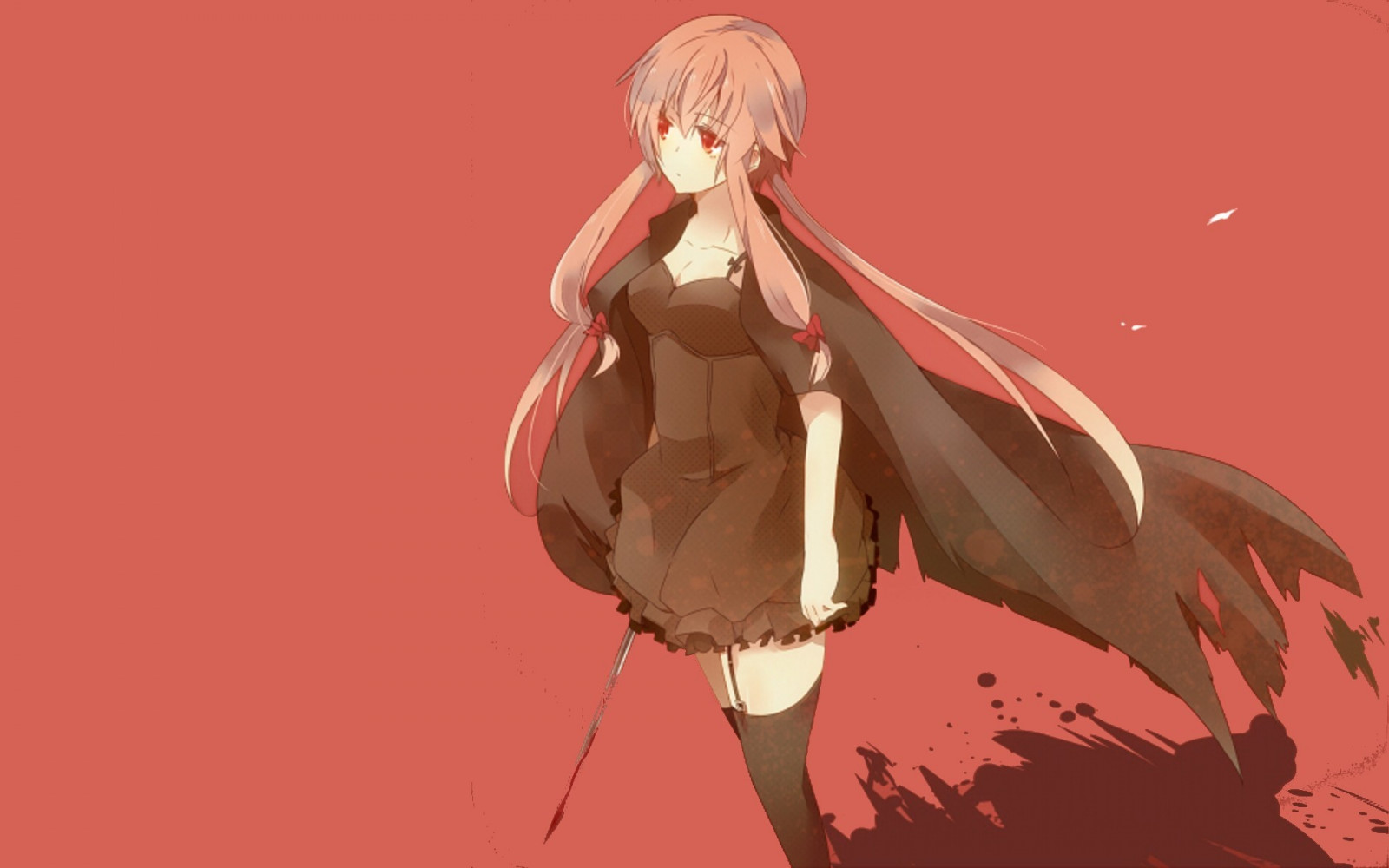 illustration, anime, Anime piger, tegneserie, Mirai Nikki, Gasai Yuno, vinge