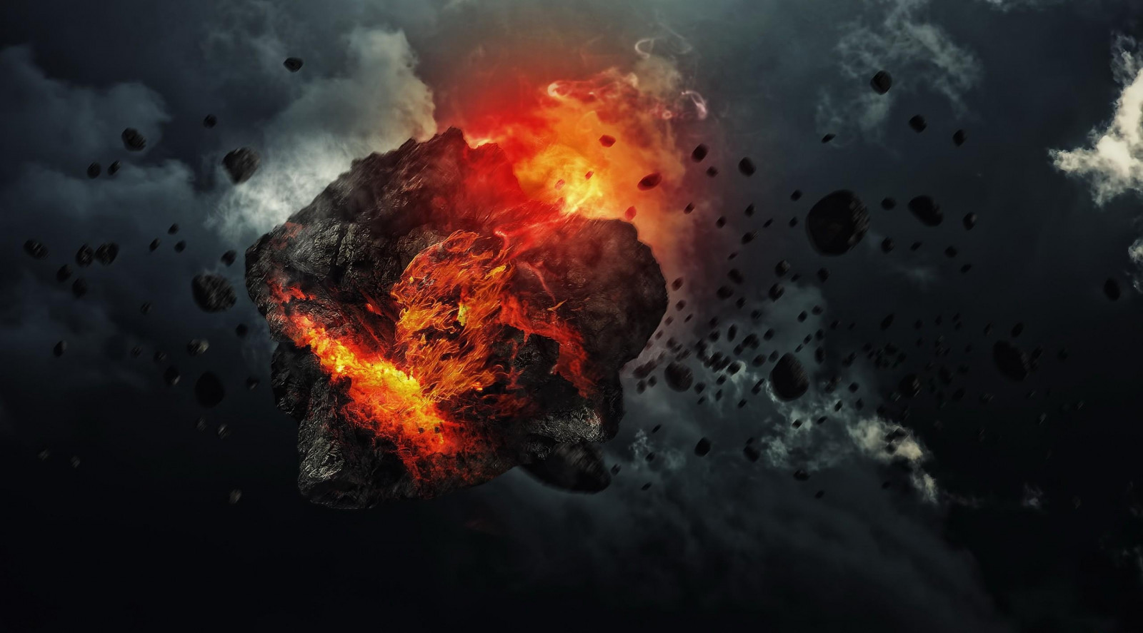 meteorite, speed, space, debris, smoke