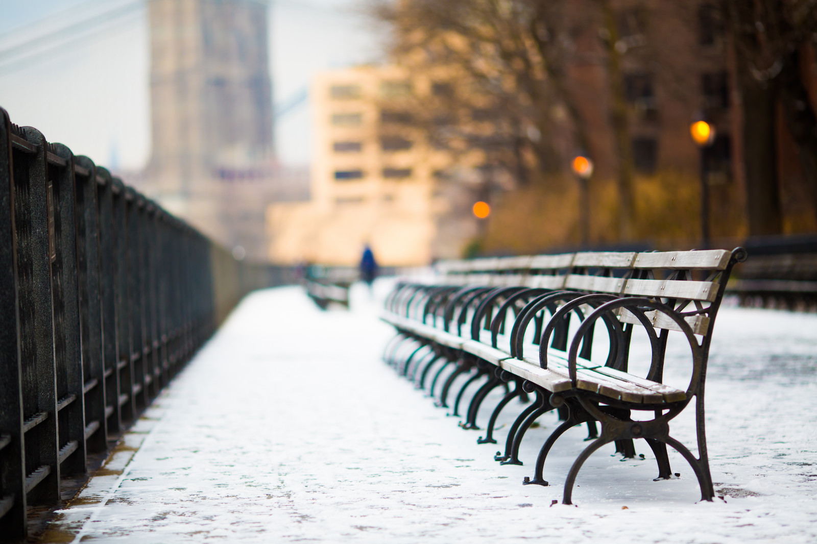 by, vand, himmel, sne, vinter, is, morgen, bænk, bro, USA, Manhattan, Fryser, Brooklyn, træ, Amerika, NewYork, nyc, fav100, fav10, fav50, fav25, Forenede Stater, New York City, Amerikas Forenede Stater, byområde, guard rail