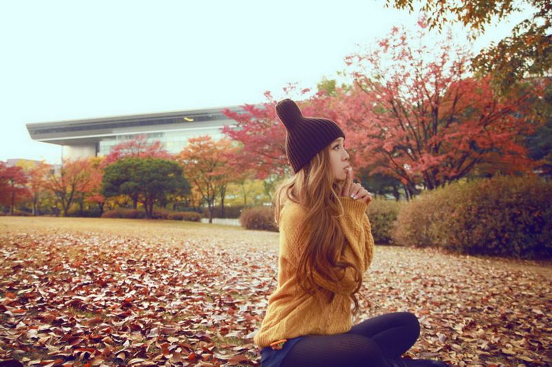 sinar matahari, wanita di luar ruangan, wanita, Asia, jatuh, si rambut coklat sinar matahari, wanita di luar ruangan, wanita, Asia, jatuh, si rambut coklat