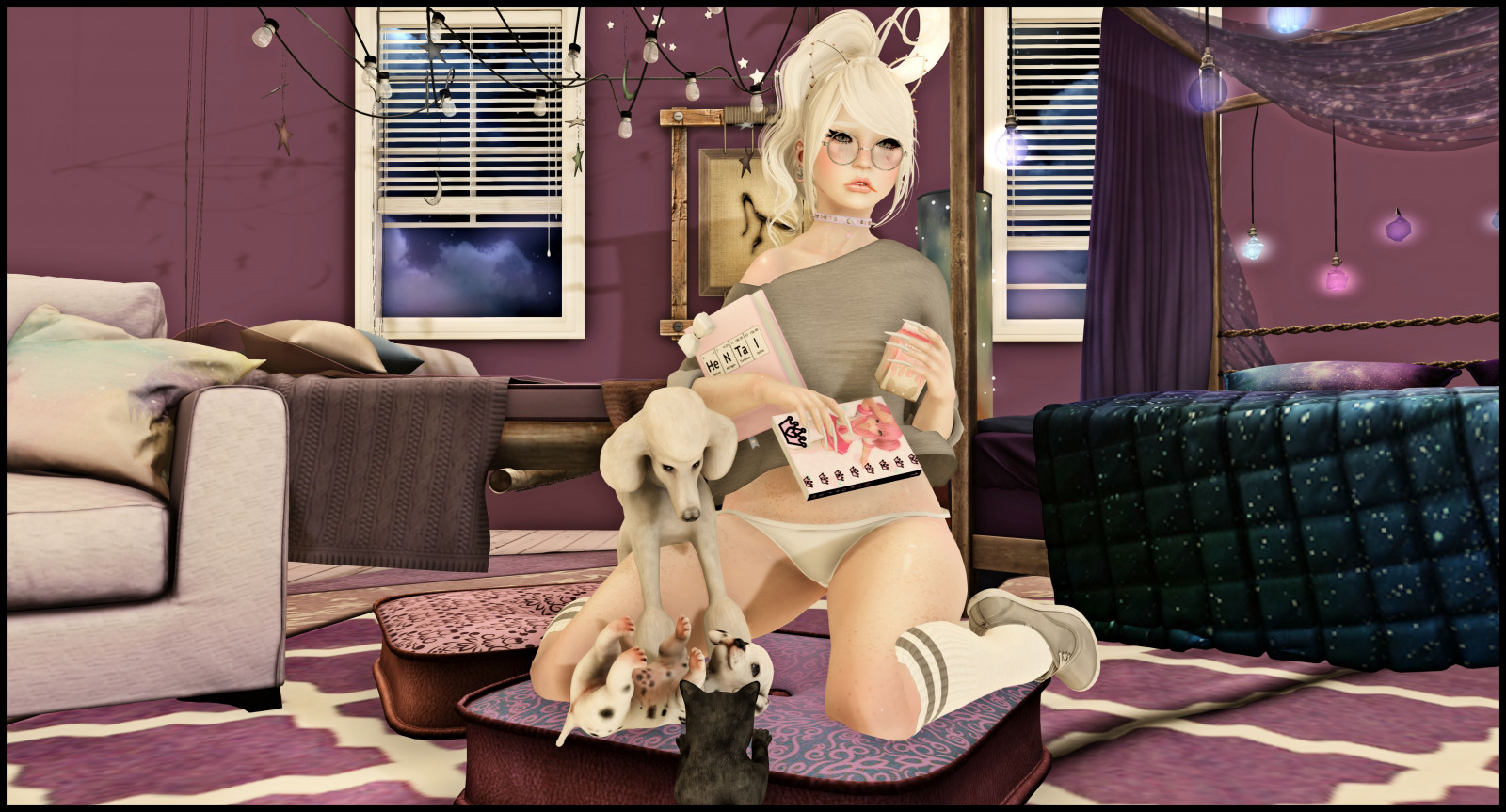 zvěř, brýle, fotografování, nachový, hvězdy, koňský ohon, koťata, spodní prádlo, PŘEDVEČER, Domácí mazlíčci, štěňata, ložnice, vyhnanství, roztomilý, dívka, žena, zábava, ženský, sexy, noha, SL, inworld, druhý život, blog, glamaffair, suicidedollz, vyvstat, chapterfour, hentaifair, izzies, kawaii, fameshed, collabor88, halfdeer, blackbantam, panování, chemicalprincess, posemaniacs, cheekypea, nekotron, lovefox, energie, pixelgeek, člověk barva vlasů, stehno, spodní prádlo, Ison, randommatter, atooly, nebeský, thewhitecrow, kymácí, cherryrouge