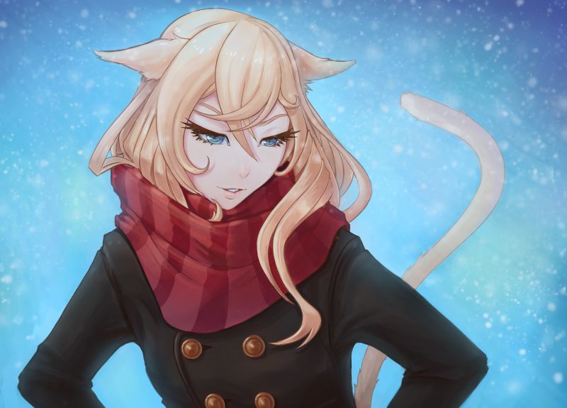 ilustração, Loiras, cabelo longo, Anime, Meninas anime, Orelhas de animais ilustração, Loiras, cabelo longo, Anime, Meninas anime, Orelhas de animais