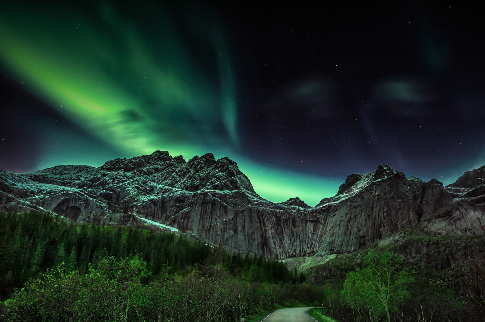 panorama, noite, Aurorae, atmosfera, aurora