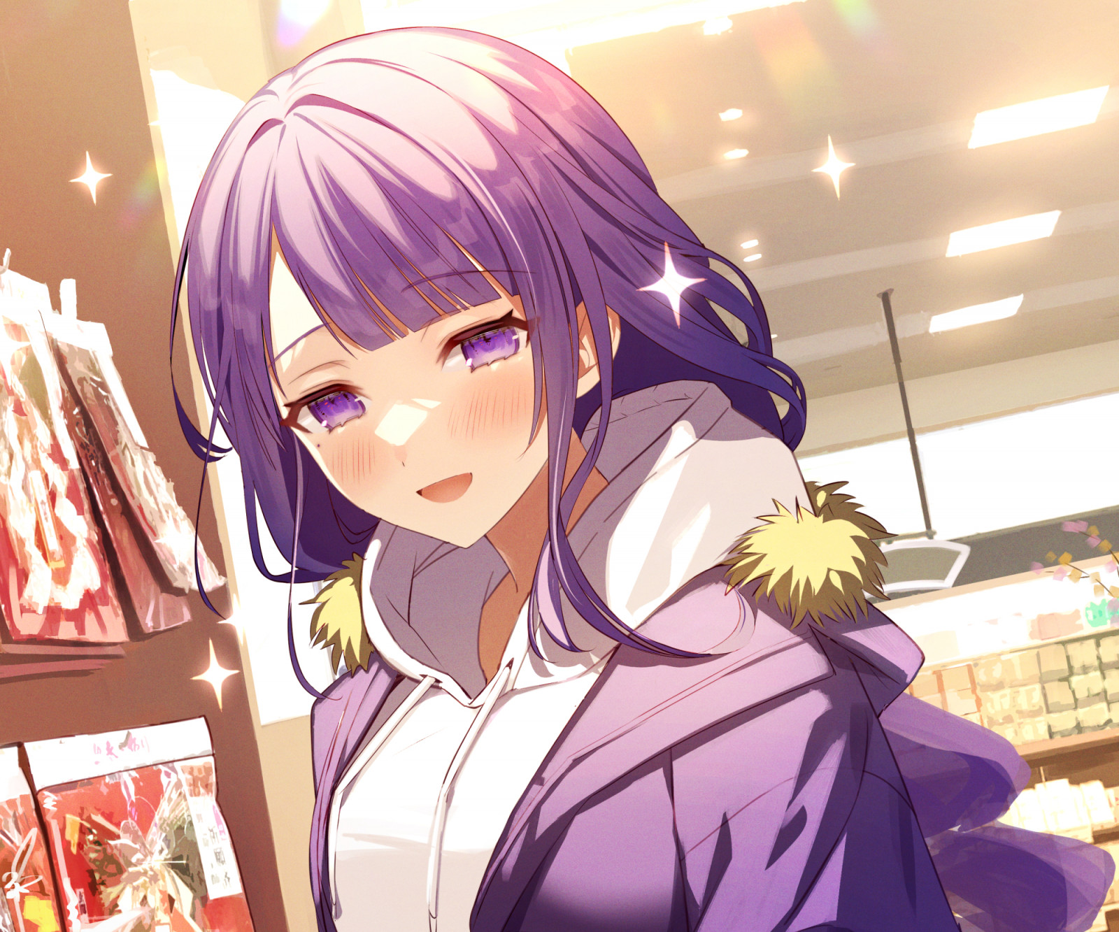 fotografi, tegneserie, lilla, sort hår, hime cut, cg artwork, langt hår, øjebliksbillede, illustration, brunt hår, uniform, animation, anime, lykkelig, fiktiv karakter, KUNST, fiktion, pandehår, Animated cartoon, grafik, mode design, himmel, kunstværk, hår farve, magenta