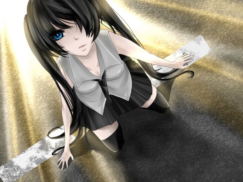 anime, Vocaloid, Hatsune Miku, frufru, barna, fekete haj anime, Vocaloid, Hatsune Miku, frufru, barna, fekete haj