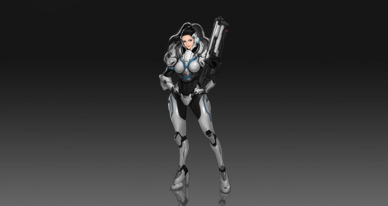 cyborg, umělecká díla, sci-fi, jednoduché pozadí, Hyungseok Yang cyborg, umělecká díla, sci-fi, jednoduché pozadí, Hyungseok Yang