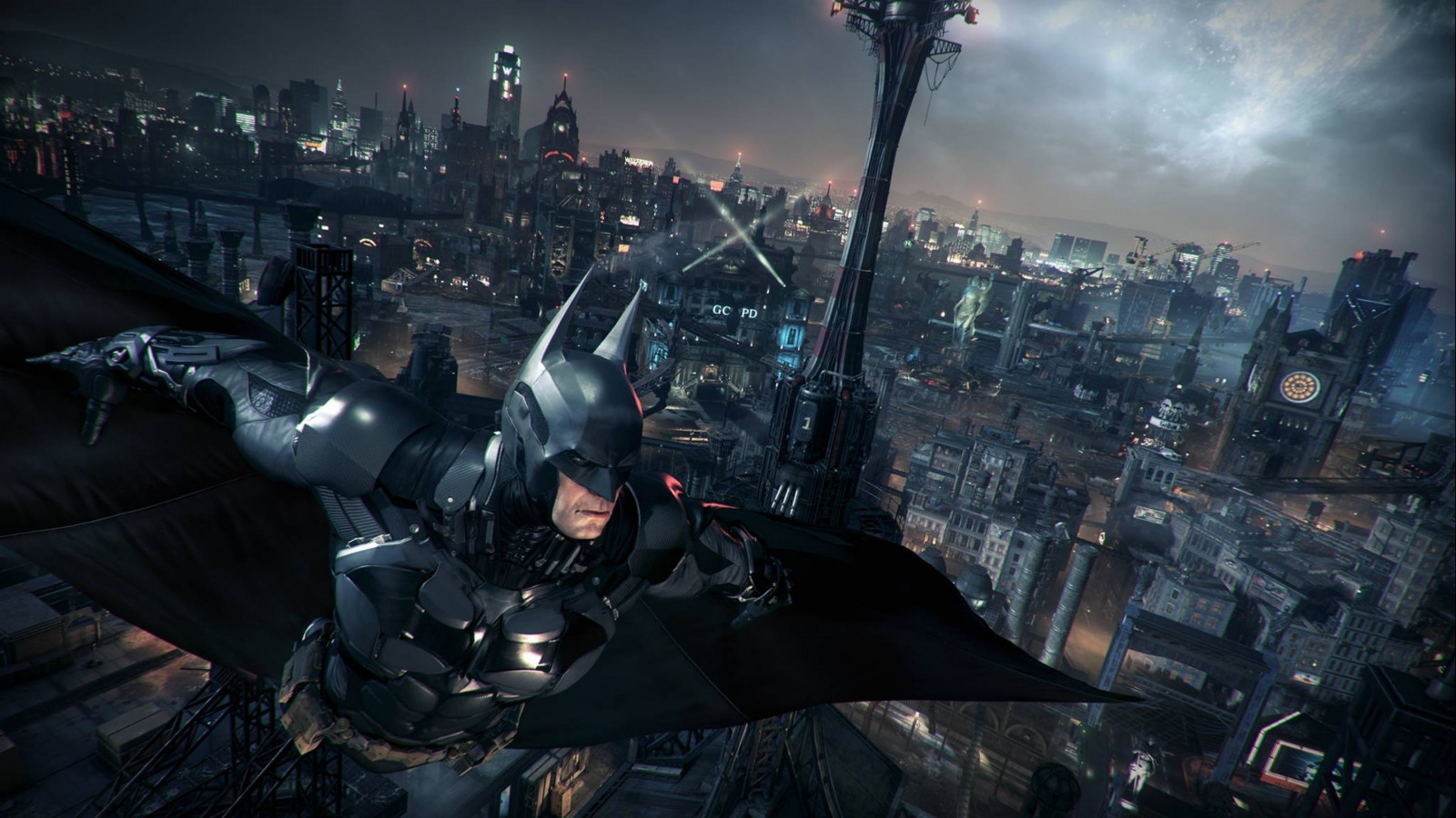 видео игри, Батман Arkham Knight, свръзка, Rocksteady Studios, Готъм Сити, тъмнина, снимки, компютър тапети, атмосфера на Земята, специални ефекти, компютърна игра
