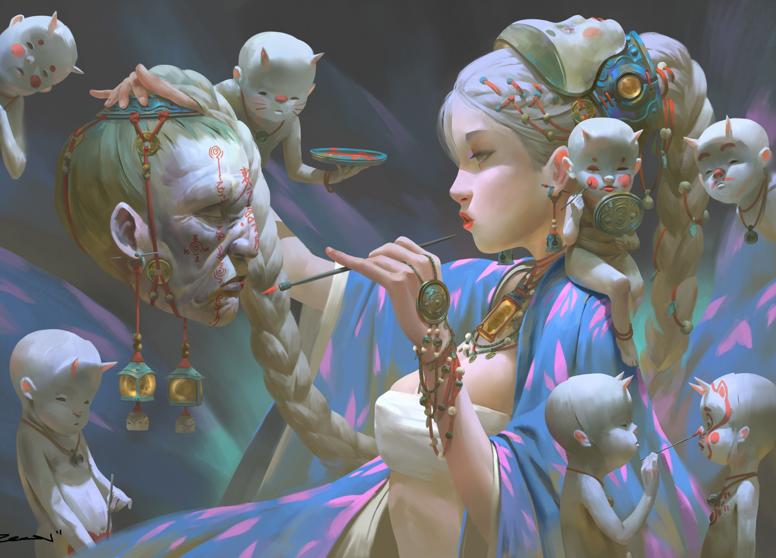 Fantasy art, anime, opera d'arte, Giocattolo, mitologia, Zeen Chin, immagine dello schermo, figurina