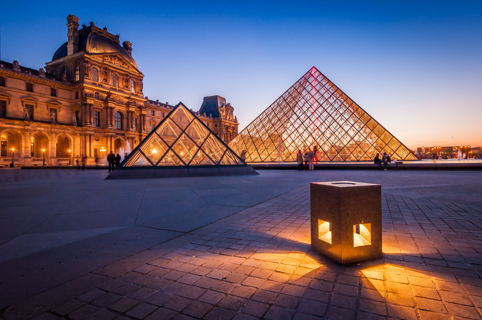 luz, Paris, noite, Paisagem urbana, Louvre