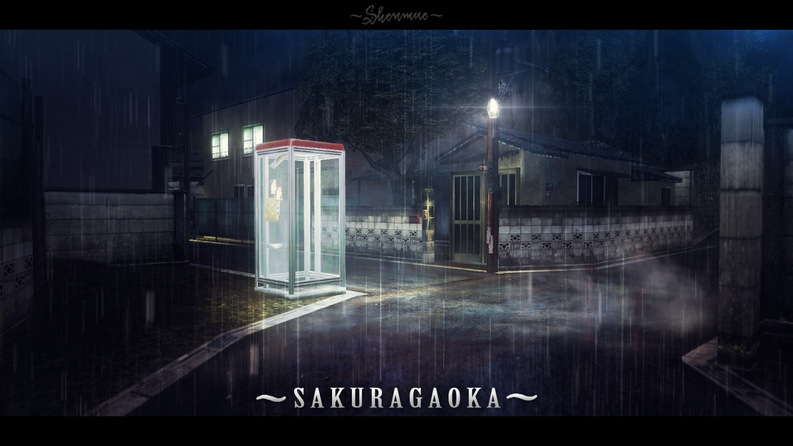 pouliční osvětlení, videohry, noc, déšť, atmosféra, telefonní budka, Sega, půlnoc, Shenmue, světlo, osvětlení, tma, obraz, Snímek obrazovky, počítač tapeta