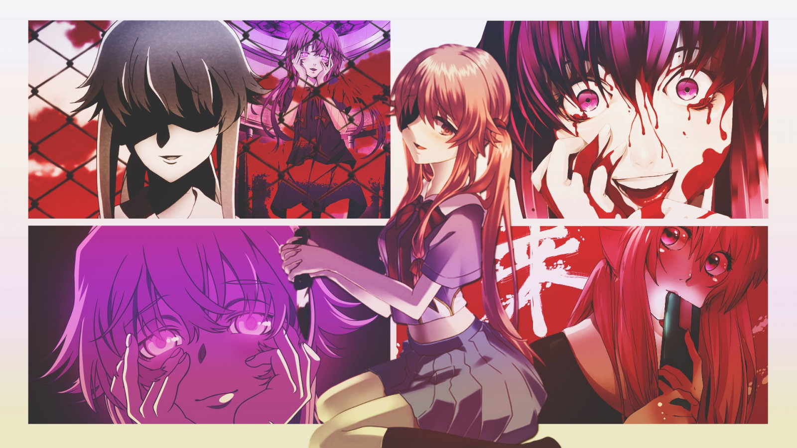 ilustrace, anime, anime dívky, umělecká díla, kreslená pohádka, Mirai Nikki, Gasai Yuno, mangaka, komiks