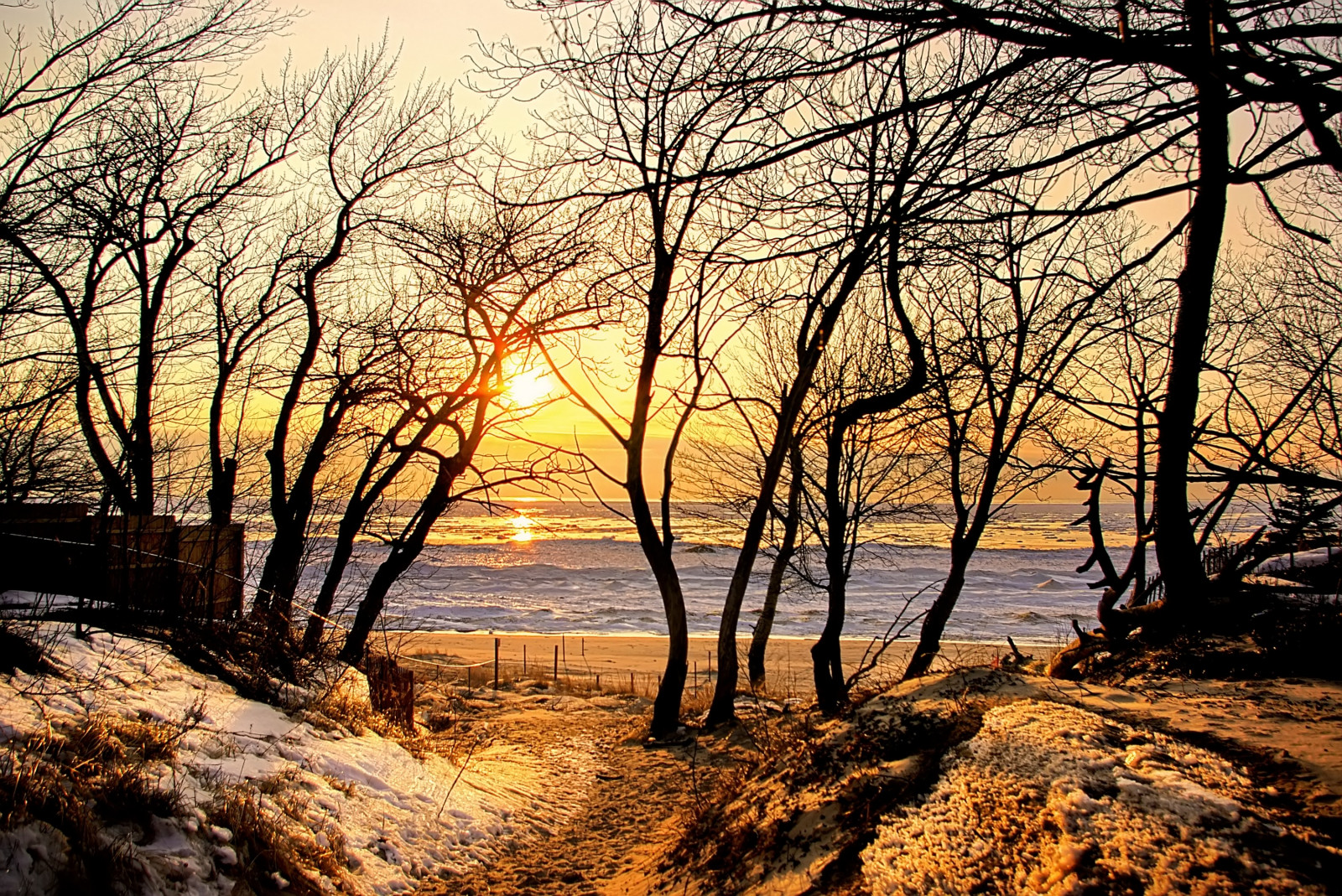 træer, vinter, solnedgang, sø, sne, afspejling, is, strand, silhuet, sand, searchthebest, sti, Michigan, klit, pb, HDR, ld, 5xP, flickrsbest, abigfave, imgp3766hpp1f, E89, norjam8, ysplix, norjamss