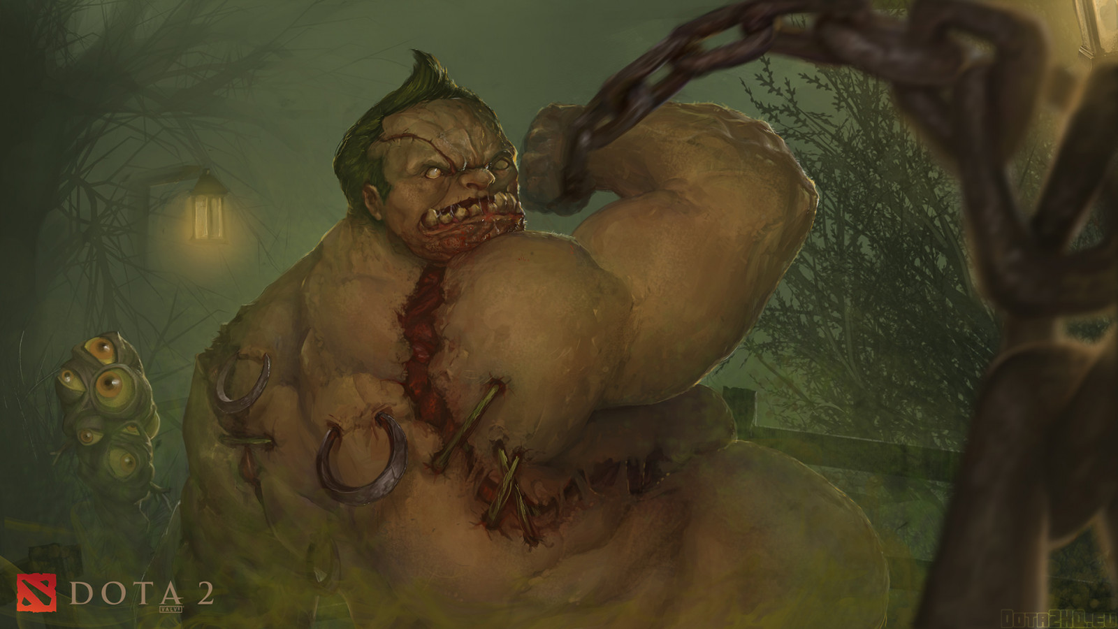 Dota 2, džungle, mytologie, Pudge, řezník, Snímek obrazovky, fiktivní postava