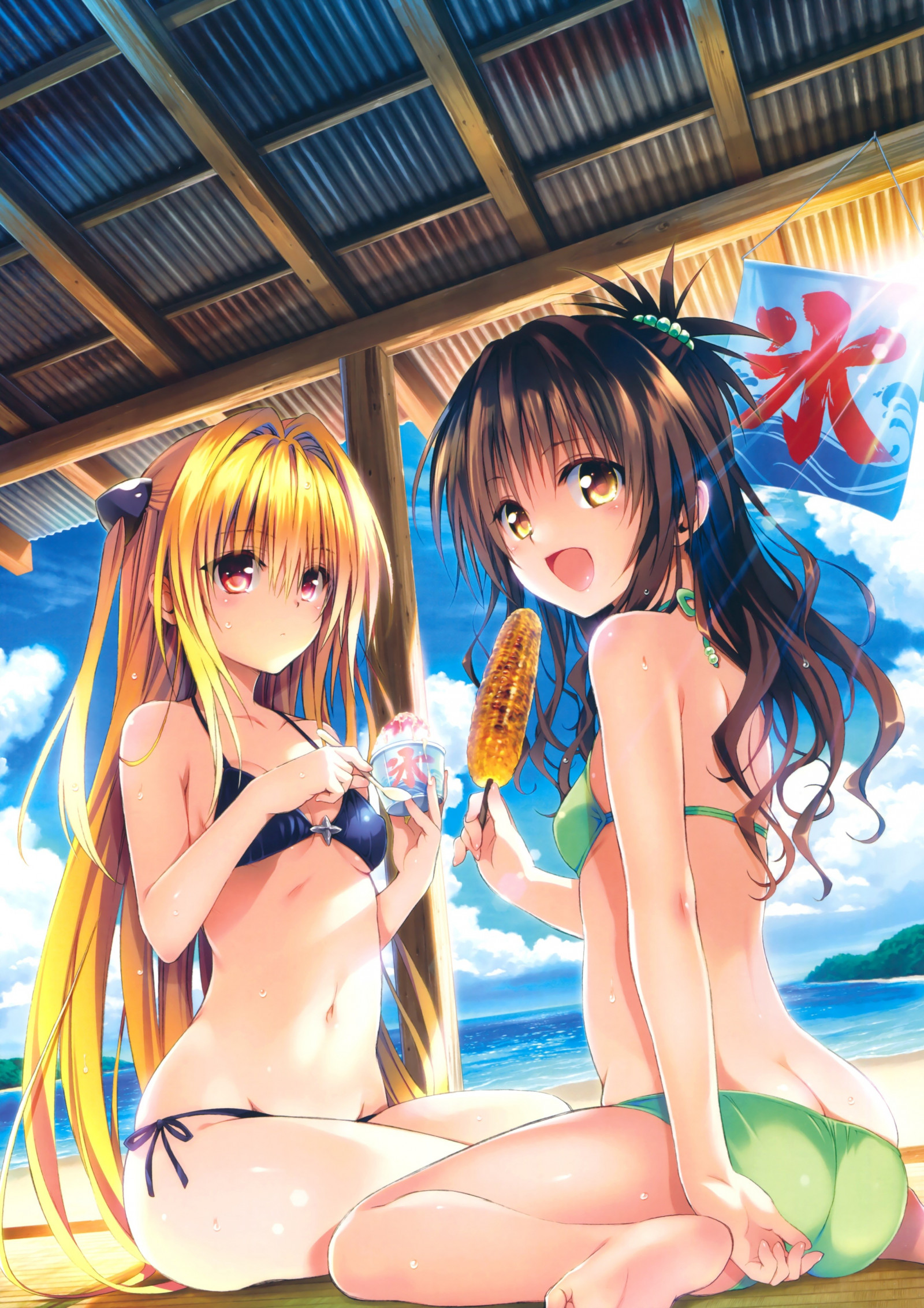 ilustrace, dlouhé vlasy, anime, anime dívky, To Love-Ru, Yuuki Mikan, Golden Darkness, osel, umělecká díla, kreslená pohádka, výstřih, bikiny, komiks, Podbohu, To Love-Ru Darkness, mangaka