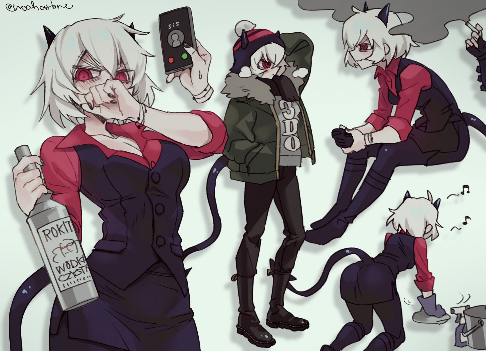 壁纸 : Malina Helltaker, 简单的背景, 伏特加 2048x1480 - DarkDoomMan - 2201991 ...