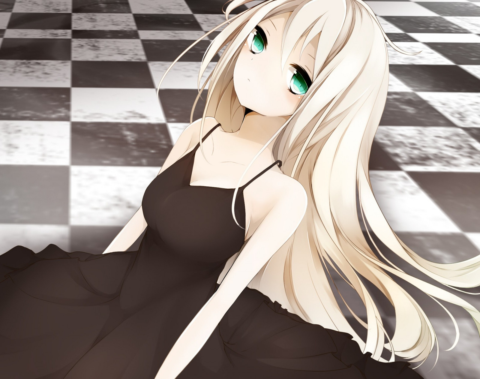 digitální umění, černobílý, dlouhé vlasy, anime, anime dívky, černé vlasy, vlasy, mangaka, 1900x1500 px