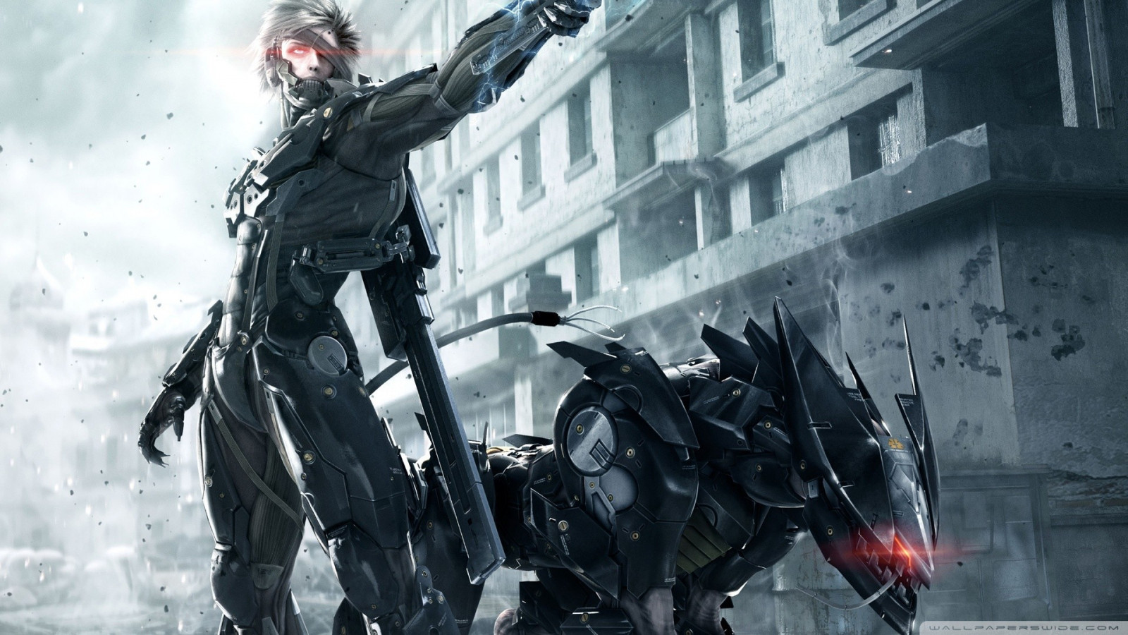 voják, Metal Gear Rising Revengeance, stroj, Snímek obrazovky, 1920x1080 px, počítač tapeta, osobní ochranné prostředky, pc hry, žoldák, cg artwork, visual effects