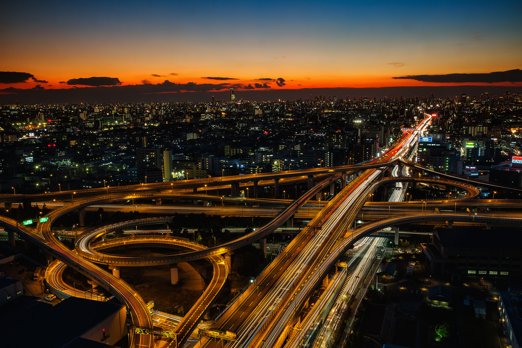 město, západ slunce, semafory, Japonsko, architektura, Kánon, Dálnice, Asie, panoráma města, spojení, Nippon, Osaka, lighttrails, Nihon, traffictrails, Higashiosaka, cartrails, lightstream, Megacity, elevatedhighway, Jct, Zvýšená dráha, Elevatedexpressway, elevatedhighways, Světla, Higashiosakajunction, canon5dmarkiii, canon2470mmf28liiusm, Sandrobisaro