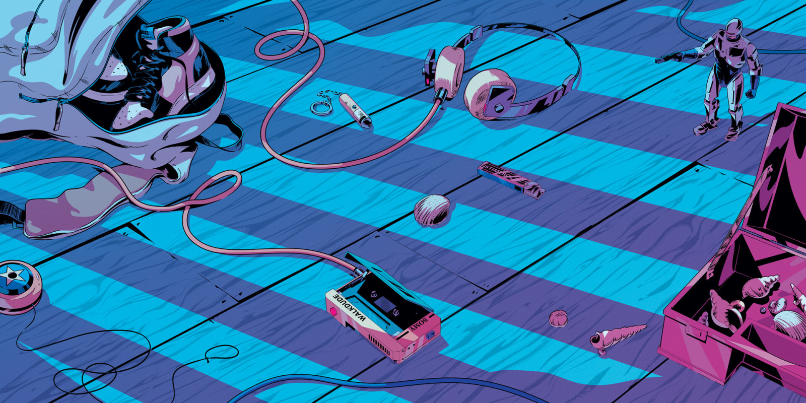 kunstværk, Digital kunst, hovedtelefoner, walkman, RoboCop