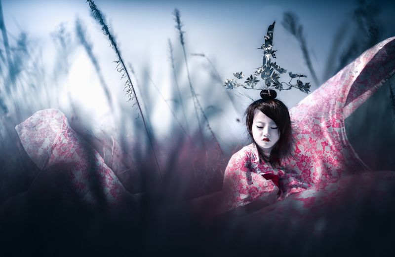 women, model, fantasy art, Asian, photography, red women, model, fantasy art, Asian, photography, red