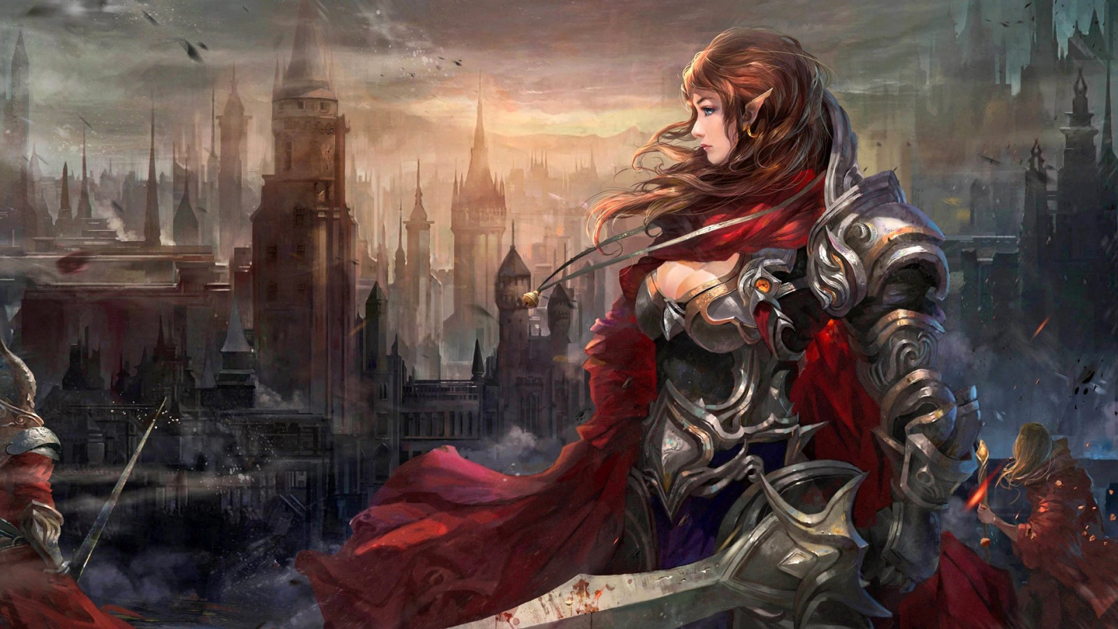 1920x1080 px, un, bellissimo, carattere, elfo, fantasia, ragazza, capelli, lungo, una volta, santuario, guerriero, donna