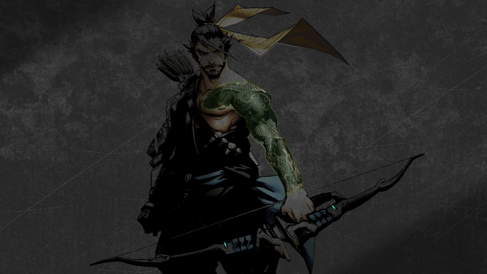 illustrazione, soldato, Overwatch, Hanzo Overwatch, Blizzard Entertainment, Persona, oscurità, immagine dello schermo, sfondo del computer, personaggio fittizio, professione