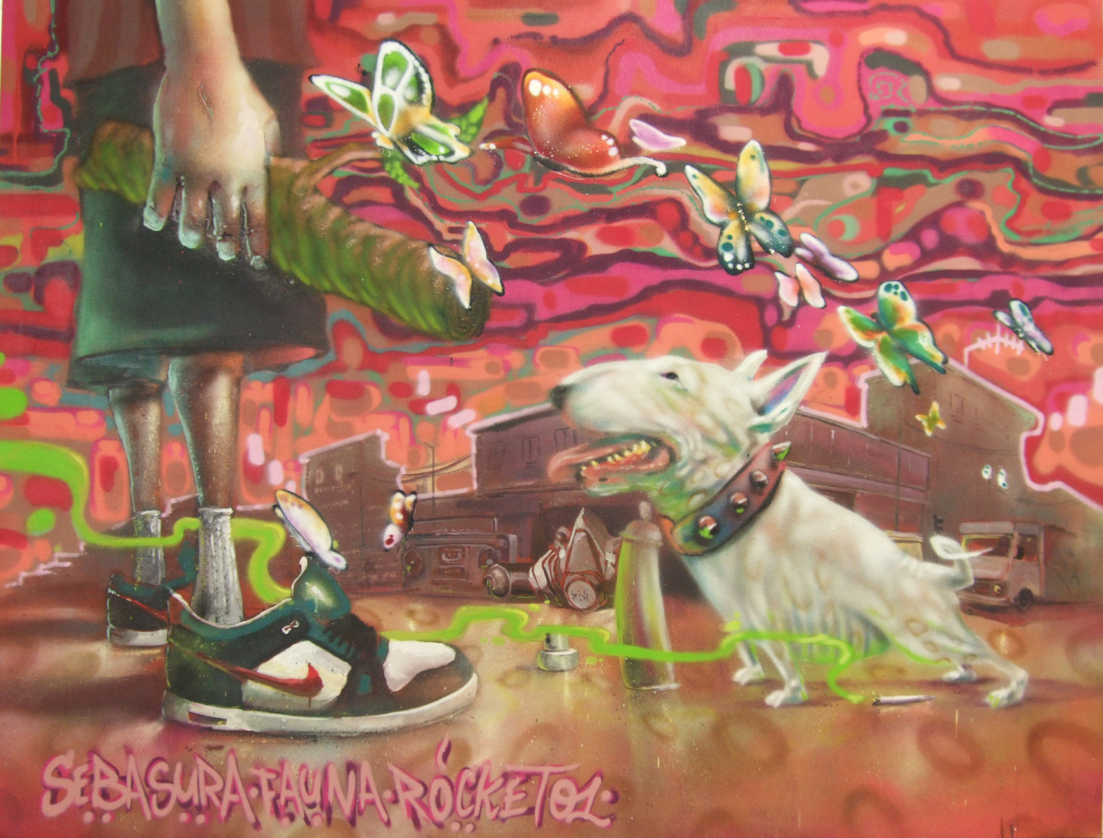 ARTE, fauna, la pittura, graffiti, galleria, grafico, spray, tela, razzo, Mooch, Sebasura