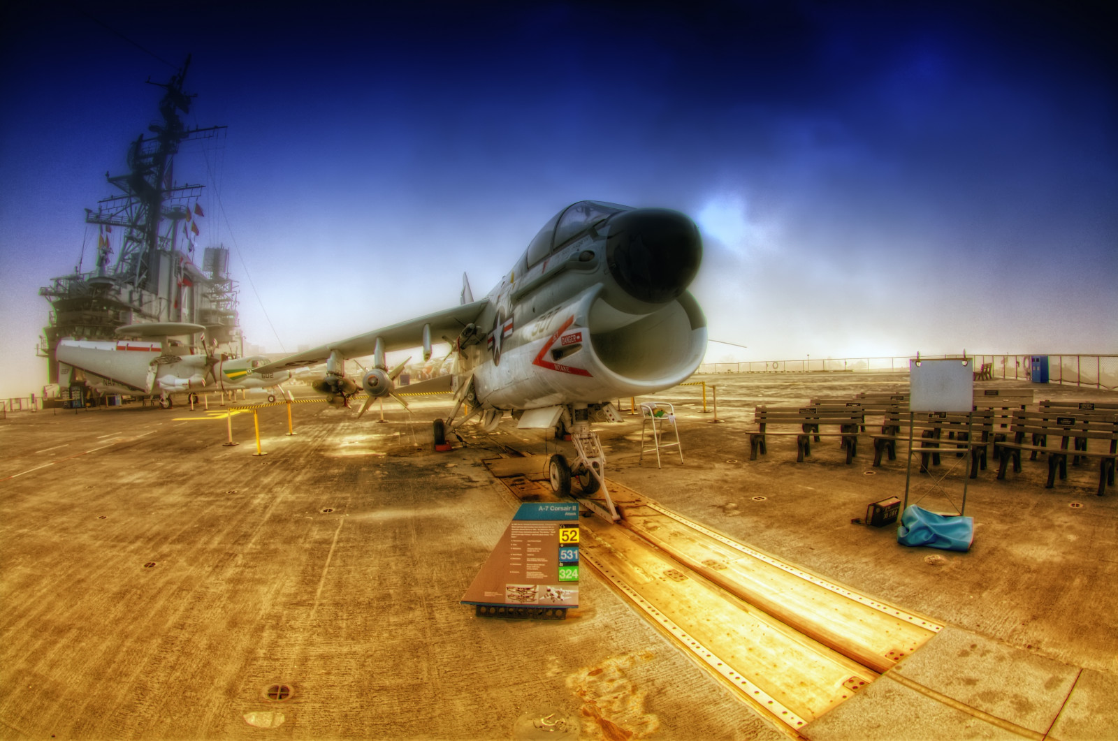 pentax, široký úhel, Korzár, letadlová loď, HDR, a7, katapult, Ussmidway, K7, 2xp