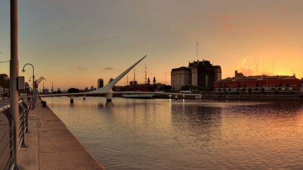 ship, sunset, sea, city, cityscape, architecture