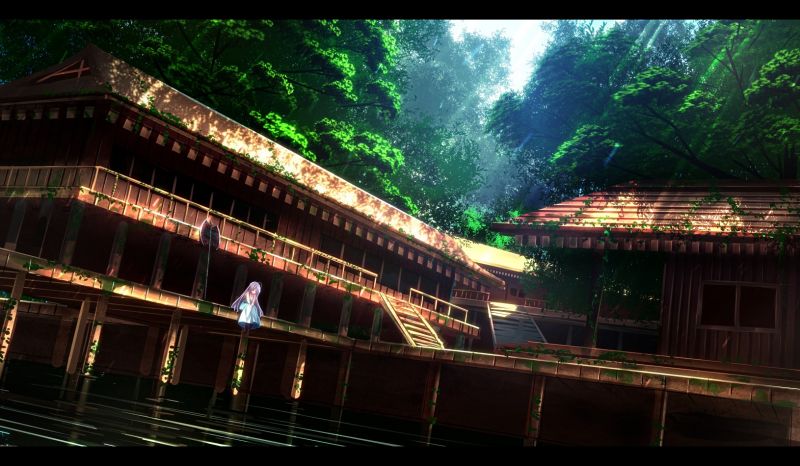 panoráma města, anime, anime dívky, stadión, noc, odraz panoráma města, anime, anime dívky, stadión, noc, odraz