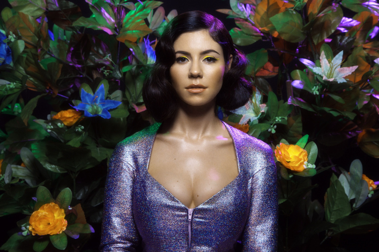 ženy, šaty, tmavé vlasy, móda, fialové šaty, Hračka, Marina and the Diamonds, barva, květ, krása