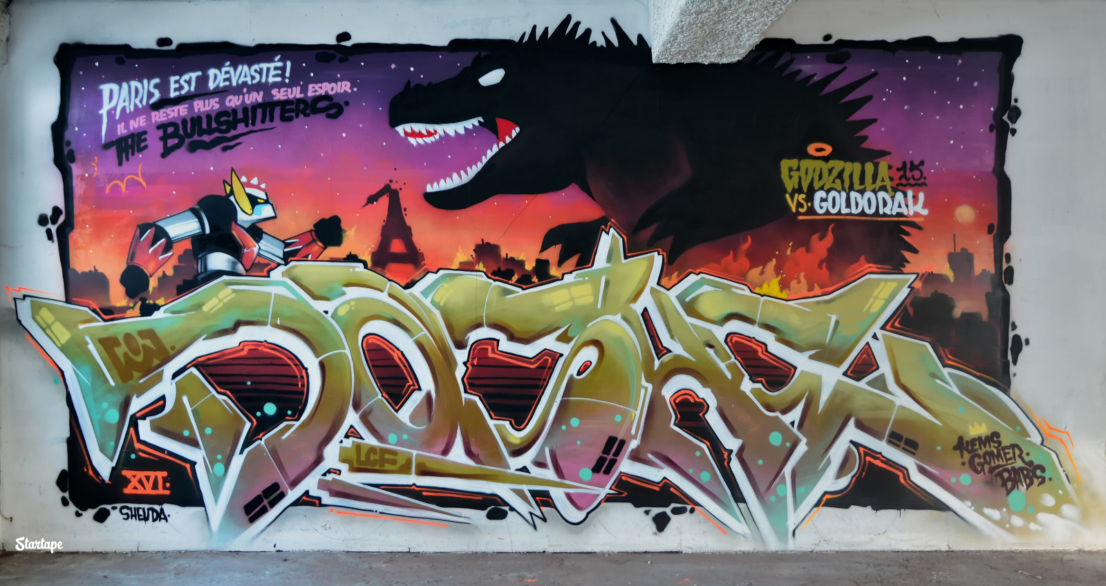 ulice, městský, Terén, pouliční umění, Francie, UMĚNÍ, netvor, stěna, malování, grafiti, robot, Nikon, nástěnná malba, malovat, Pozadí, charakter, manga, sprej, jeunesse, peinture, Godzilla, vandal, spisovatelé, spisovatel, Graff, aerosol, perso, Zákaz, bboy, mur, kus, bombardování, aerosolart, právní, tb, plechovka spreje, goldorak, lettre, graffitiart, doroth e, Fresque, artista, monstre, divoký styl, sprayart, urbex, anime, fatcap, graphotism, 2015, Lavička, lettrage, Moker, dessinanim, urbanstyle, dashe, D7100, muraliste, startape, kingofgraff, sheuda, nikond7100, thebullshitters, graffitijunky, bulshitte