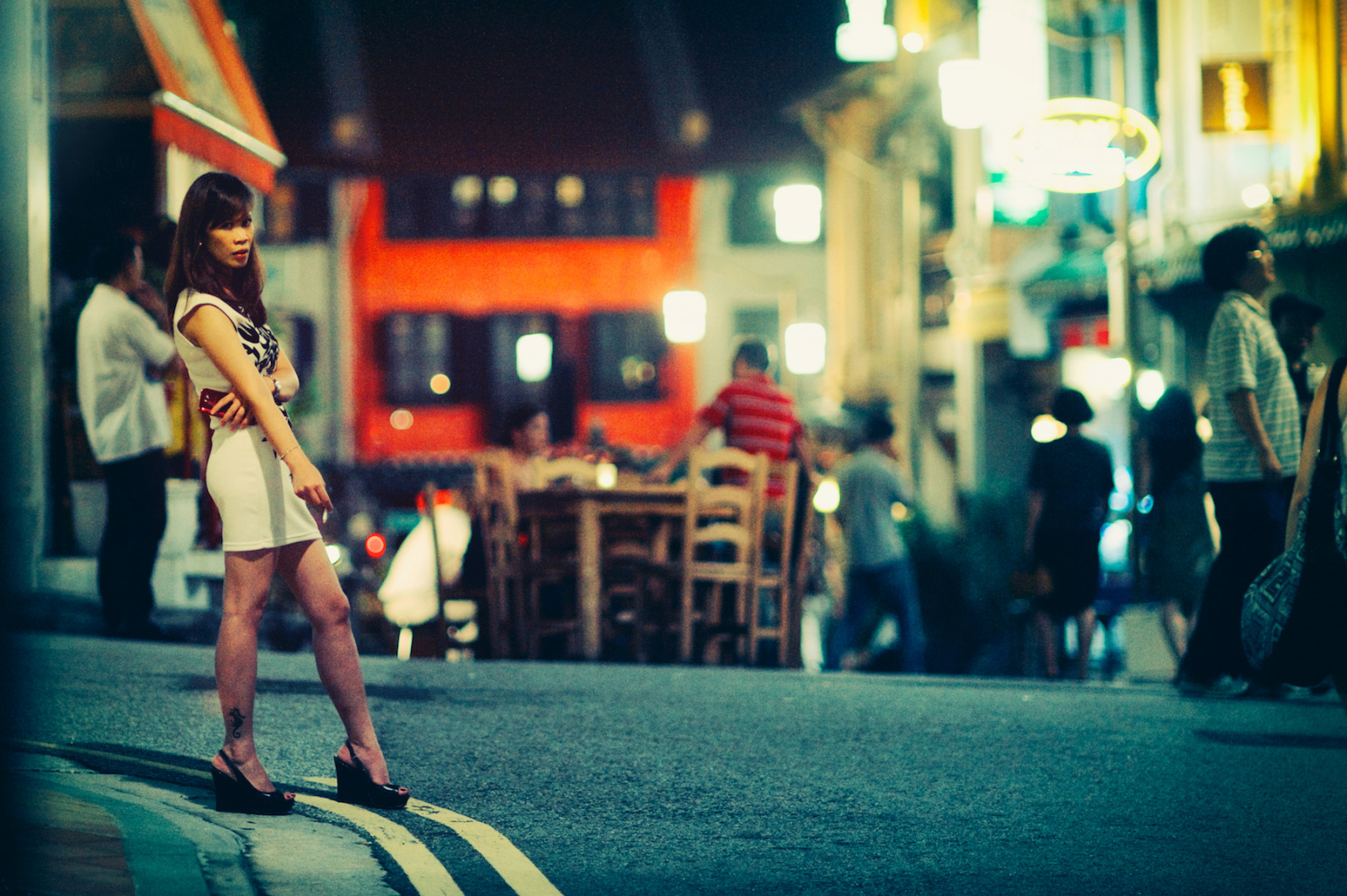 Wallpaper woman, beautiful, night, evening, Nikon, bars, Singapore