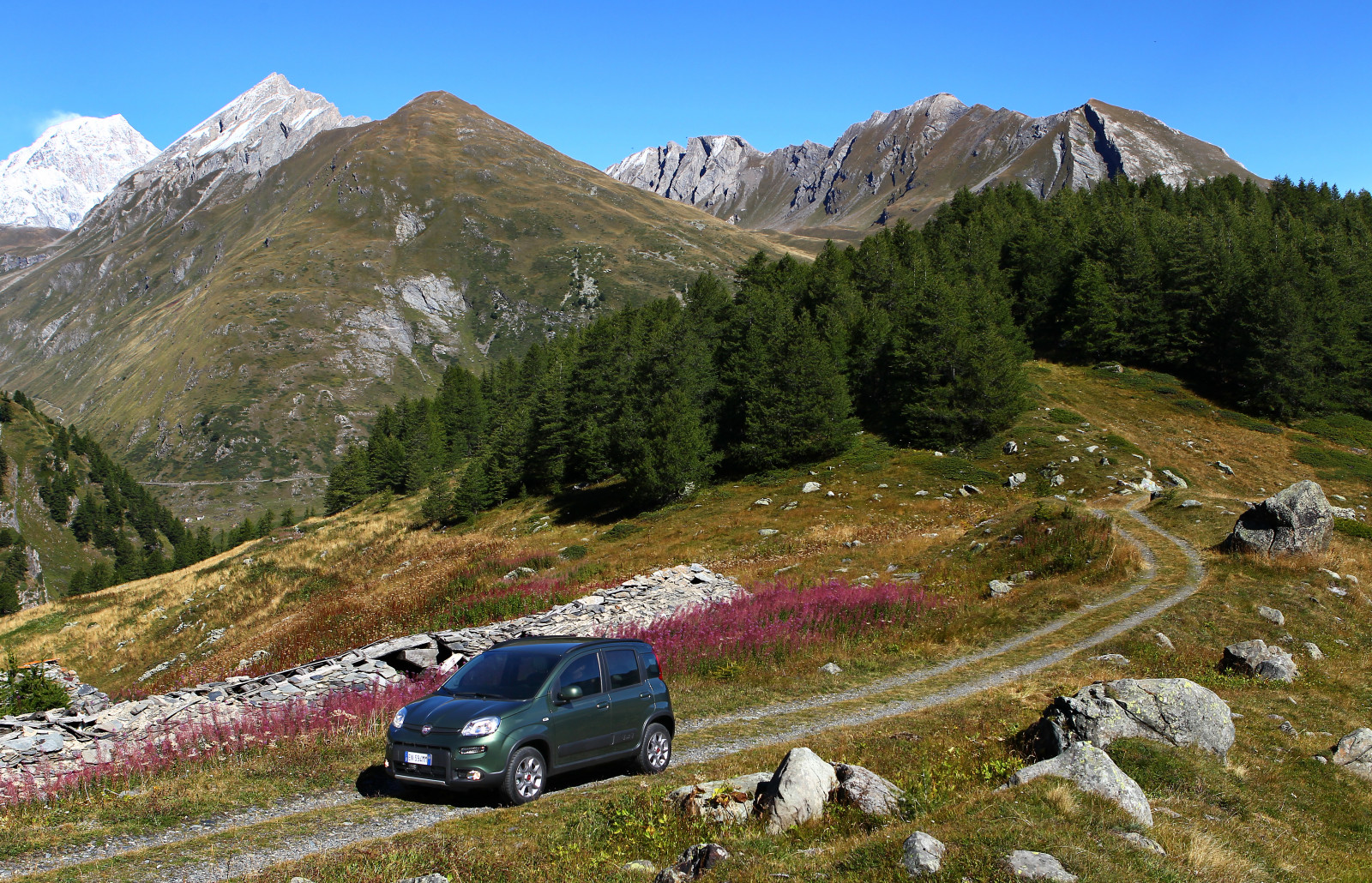 paesaggio, veicolo, valle, Passo di montagna, natura selvaggia, Alpi, a passeggio, altopiano, FIAT, cresta, netcarshow, netcar, immagini di auto, auto foto, 2014, Panda 4x4, montagna, pista, prato, avventura, montanaro, backpacking, morfologie montane, landform, caratteristica geografica, ecosistema, catena montuosa, abbattere