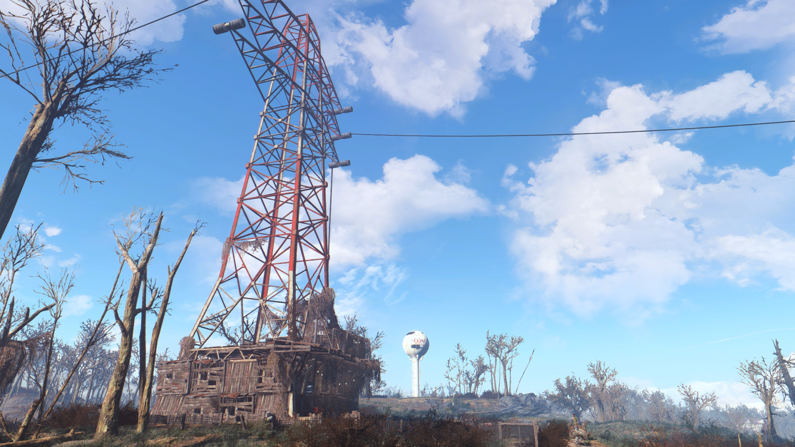 Wallpaper video games, Fallout 4, electricity, transmission tower