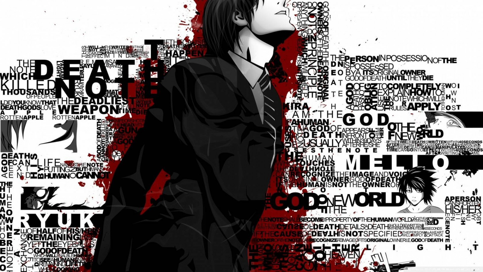 illustration, anime, Anime drenge, tegneserie, plakat, Death Note, Yagami Light, skrifttype, albumcover, tegneserie